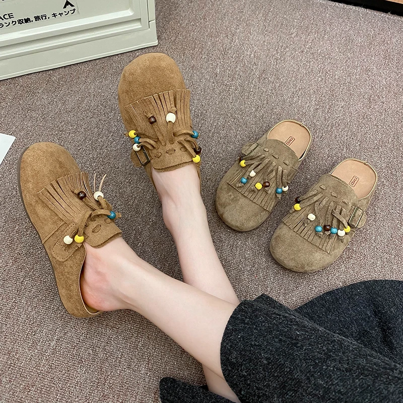 

Женские удобные и легкие тапочки для отдыха на мягкой подошве. Весенне-осенняя модная швабра Baotou в корейском стиле с плоской подошвой.