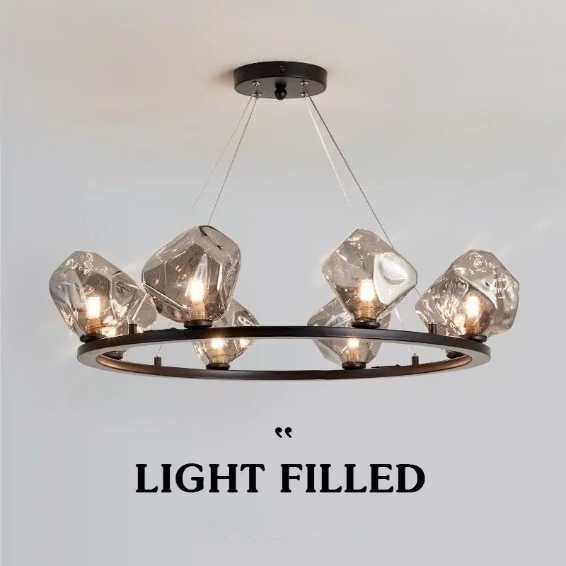 Modern Glass Crystal Pendant Light LED Irregular  Lampshade Living Room Dining Room Bedroom Kitchen Home Decoration Pendant Ligh