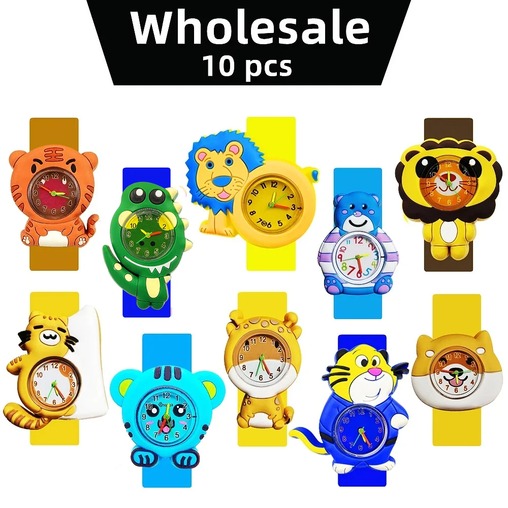 Montre tigre pour enfants, cadeaux d'anniversaire pour garçons et filles, bracelet de dessin animé, jouets amusants, horloges pour enfants, vente en gros, 10-500