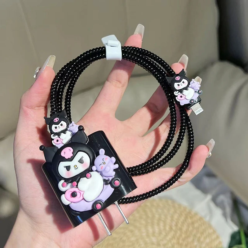 Sanrios Melody Pochacco Charger Protector Cable Organiser for Apple Iphone Cute Kuromi Cable Management Hellokittys Sleeve Cords