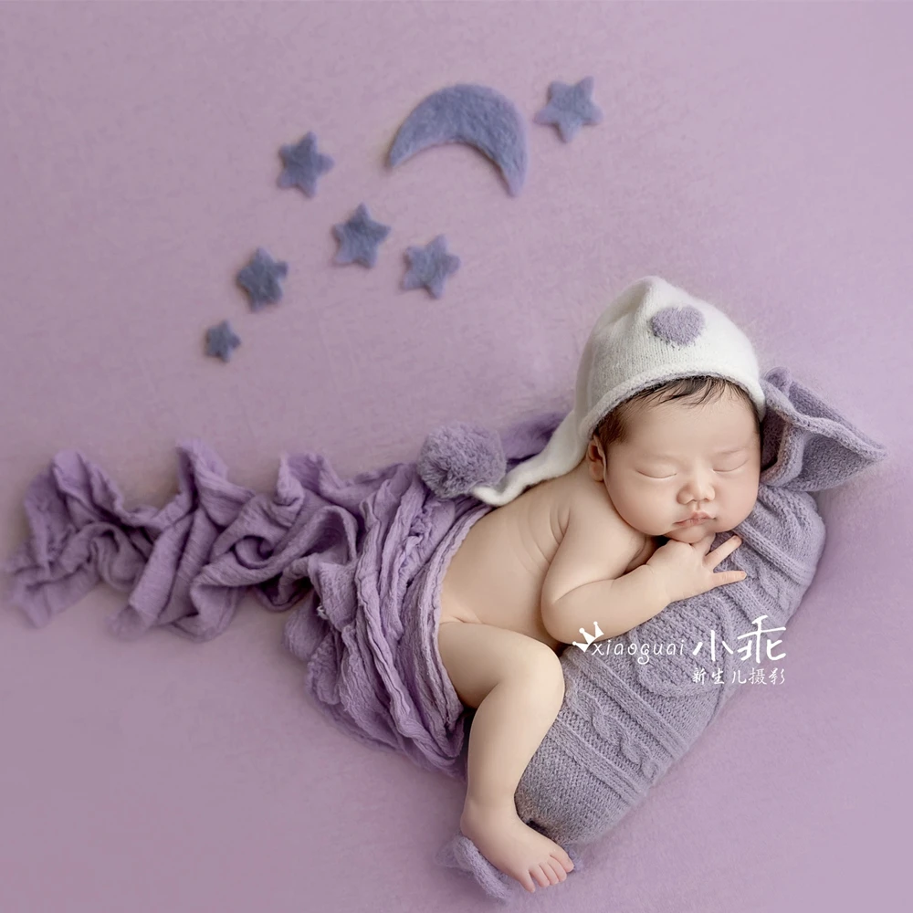 Wool Felt Moon Star Newborn Props for Photography Handmade Baby Photo Prop Moon for Photo Studio Baby Shooting Accessories