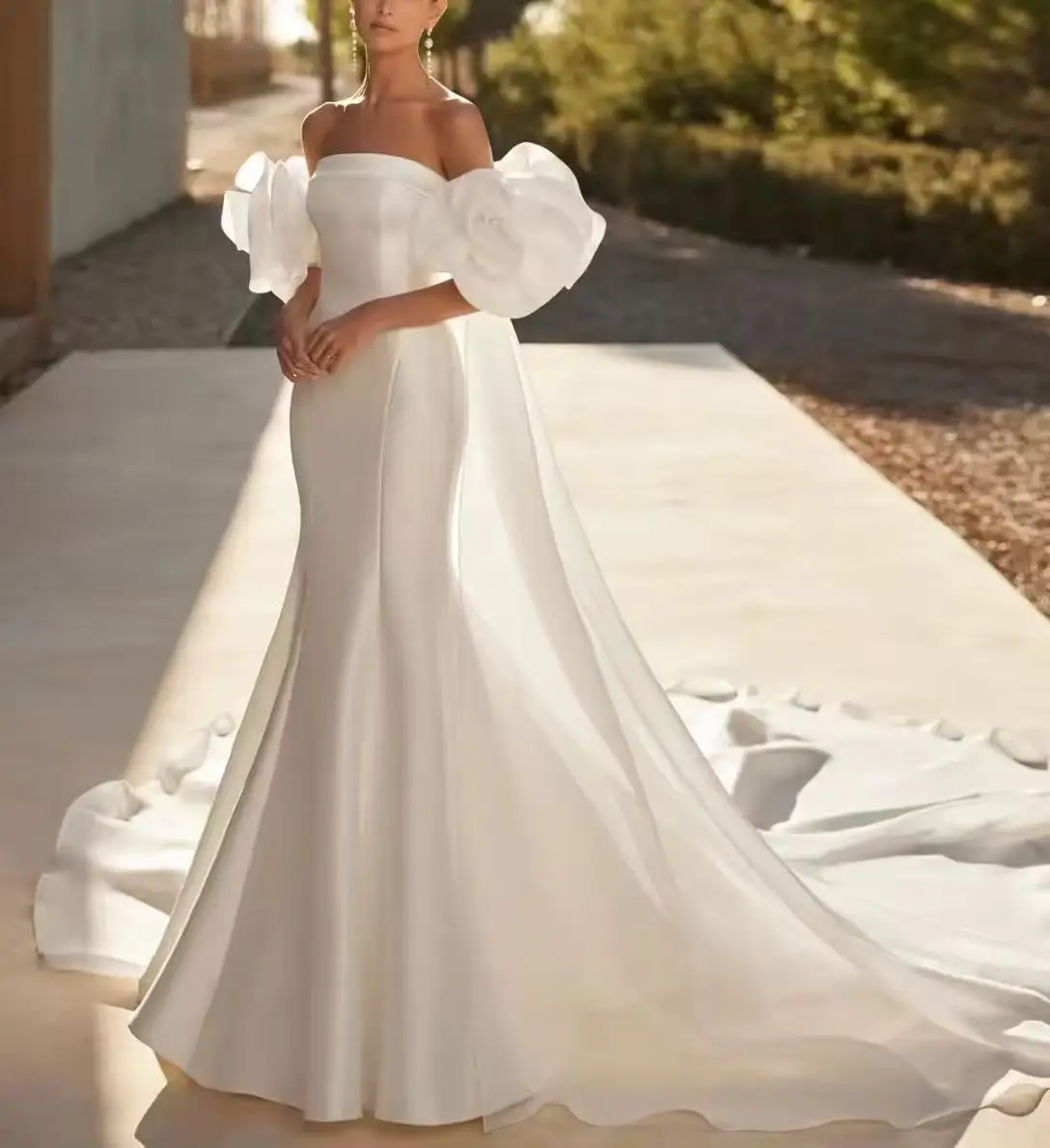 

Customized Simple Wedding Dresses Mermaid Woman's Sexy Off Shoulder Backless 2025 Bride Gowns Satin Vestidos De Novia