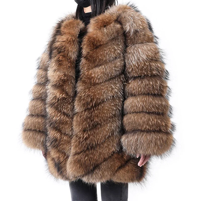 Imagem -04 - Maomaokong Novo 2023 Luxo Natural Cabolsa de Pele Real para Mulheres Jaqueta de Inverno Raccoon Fox Pele Longo Parkas Roupas Femininas