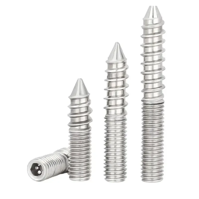 304 Stainless Steel Hanger Bolt Wood To Metal Dowels Double Ended Furniture Fixing Self Tapping Screws Wood Thread Stud