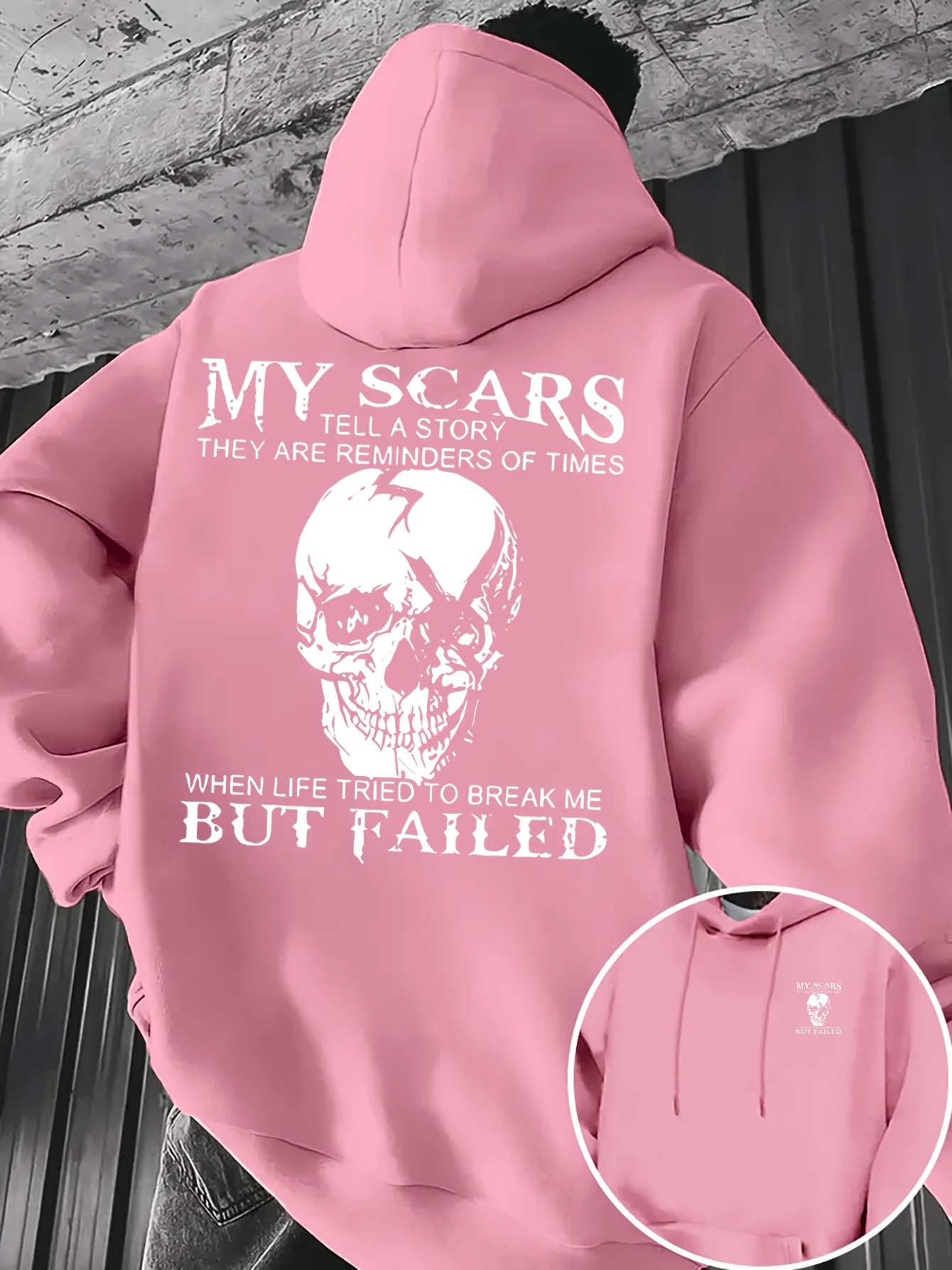 Herren-Sweatshirt mit Totenkopfmuster, Herbst/Winter, Street Fashion, Fleece, lockerer Schnitt, mit Kapuze, geeignet für Outdoor-Aktivitäten und den täglichen Weg zur Arbeit – Detail 6