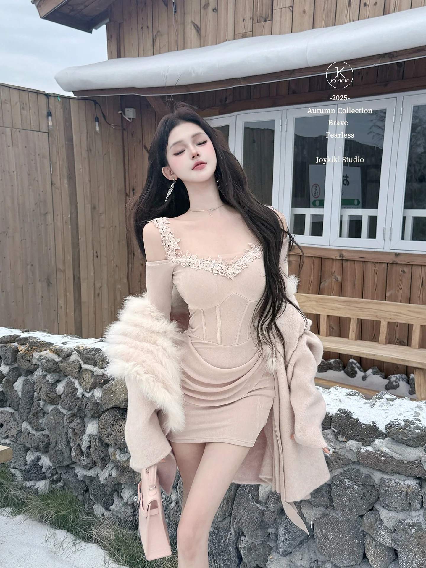 

Joykiki Mist Color Lace Design Pure Desire Splice Dr Attractive High Waist Polyester Fiber Blend Long Sve Bodycon ...