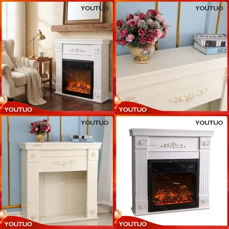 Simple Freestanding Electric Fireplace Heater Simulated Wood Burning Flame Effect for Home Hotel Bar Patio Indoor Outdoor