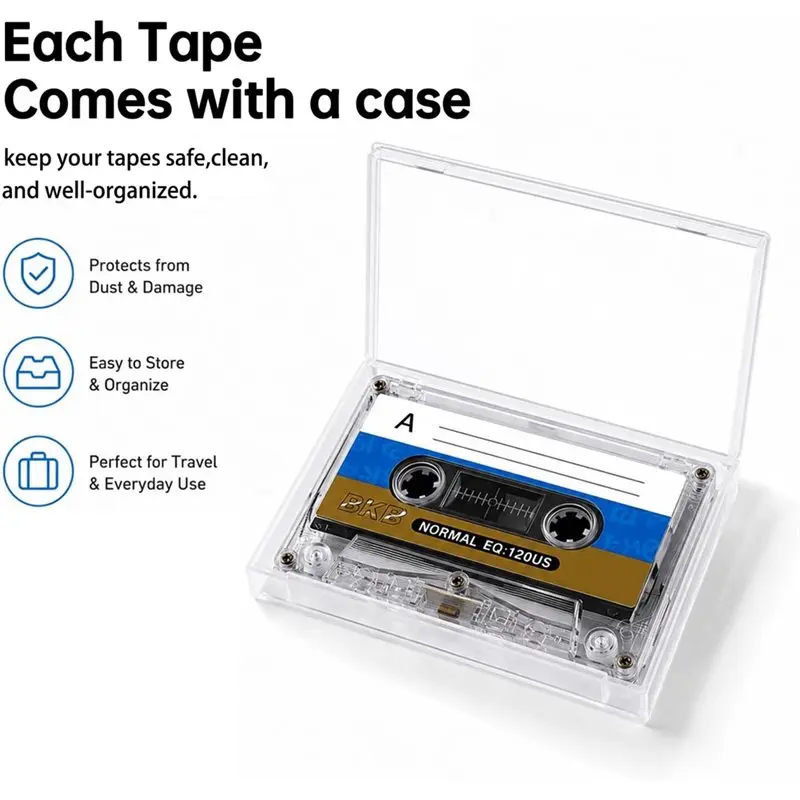 [B24B!】 10 Pcs Cassette Tape, Blank Audio Cassettes For Recording Music, 60 Min, For Language-Learning Player And Recorder