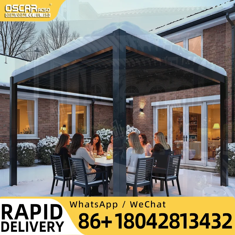 Waterproof Louvered Outdoor Aluminum Pergola with Motorized Bioclimatic Function for Garden Backyard Patio pergola