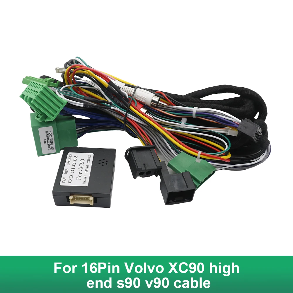 For Volvo XC90  high end s90 v90 cable Car 16Pin Wiring Harness Adapter Canbus Box Decoder Android Radio Power Cable