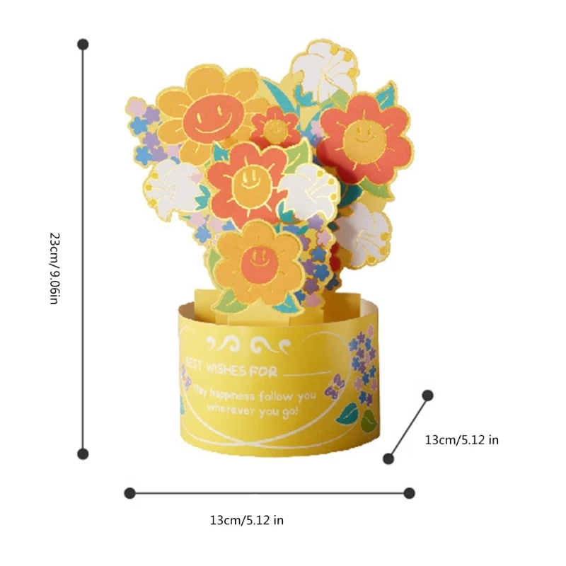 Biglietti d'auguri con fiori Biglietti d'auguri con girasole Fiore 3D con luci a corda