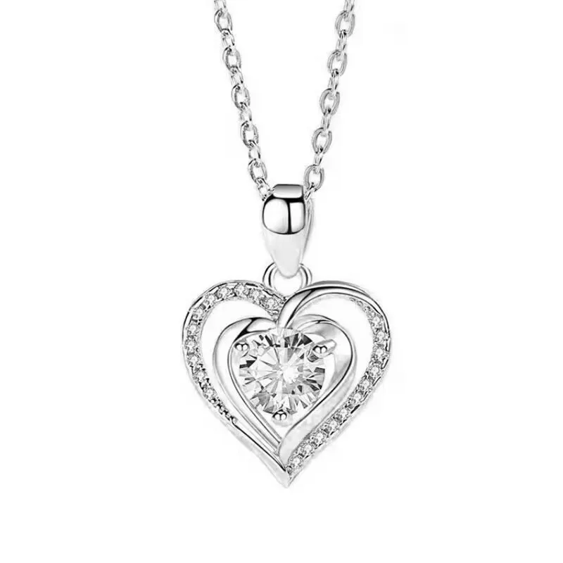 Eternal Heart PT925 Necklace Mozambique Stone D-Class VVS1 Clarity Ocean Heart Pendant Chain Neck Chain