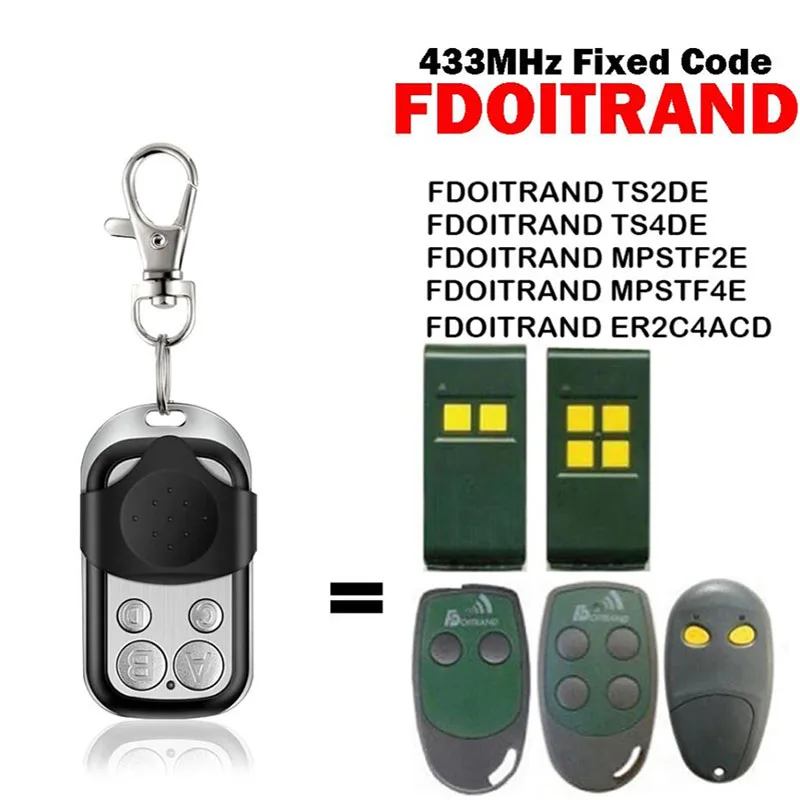 FDOITRAND Garage Door Remote Control Clone Command Transmitter FDOITRAND TS2DE TS4DE MPSTF2E MPSTF4E ER2C4ACD 433MHz Fixed Code