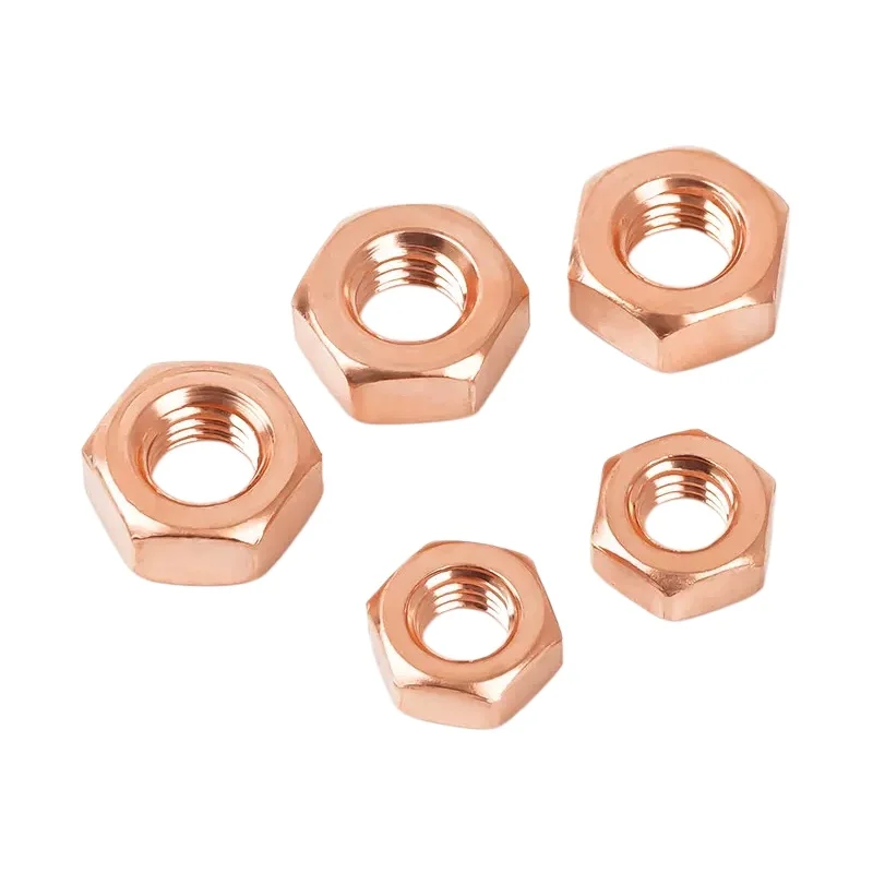T2 Copper Hexagon Nut for Electrical Grounding Red Copper Nuts M5 M6 M8 M10 M12