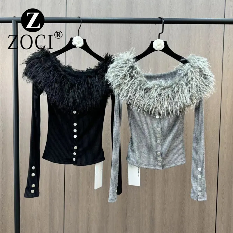 [ZOCI] Winter Cuffed Mao Shoulder Pulling Design Single Breasted Tight Skinny Street Trendy Girl Style