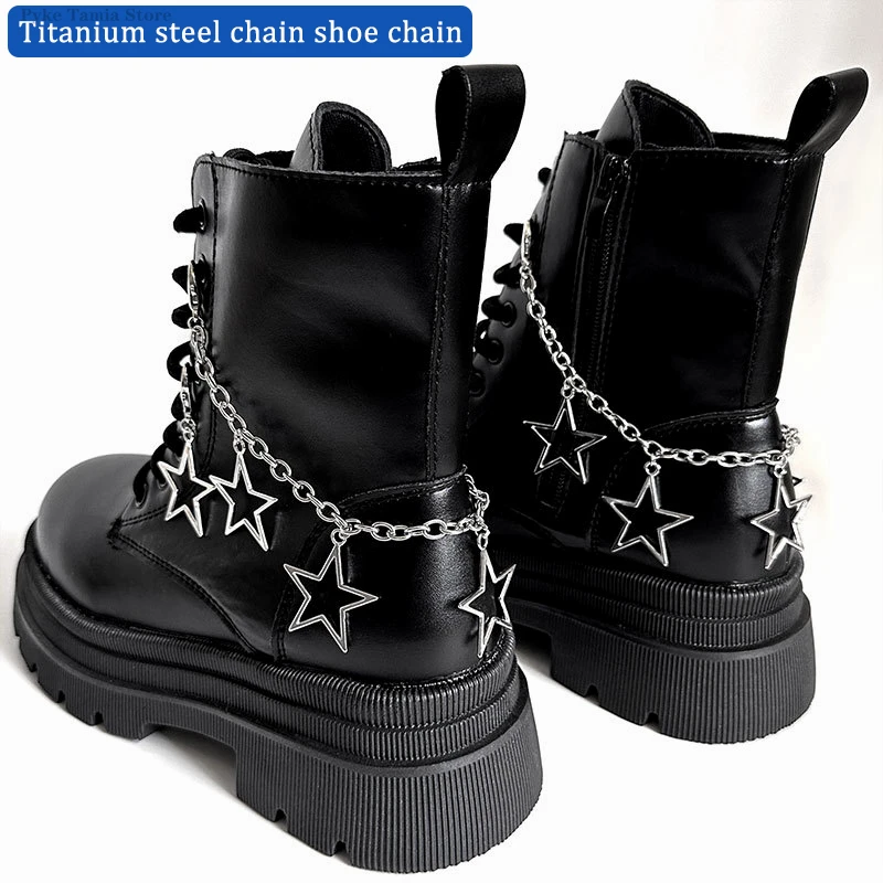 Metal Shoe Chain Hollow Stars Hearts Pentagram Pendant Women Shoes Decoration Accessories Boots Shoe Party Diy Fashion Jewelry