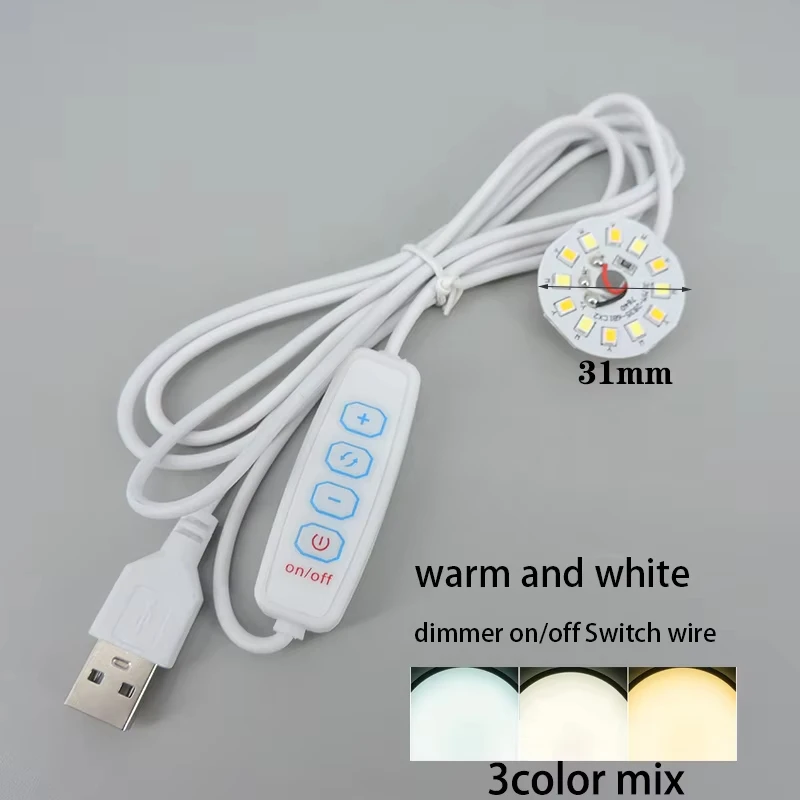 Ciepły biały kolor DC 5V 3W USB LED Lights 2835 Chip Single Dimmer Reading Night Desk Book Tablet Reading Lamp Switch Power Cable