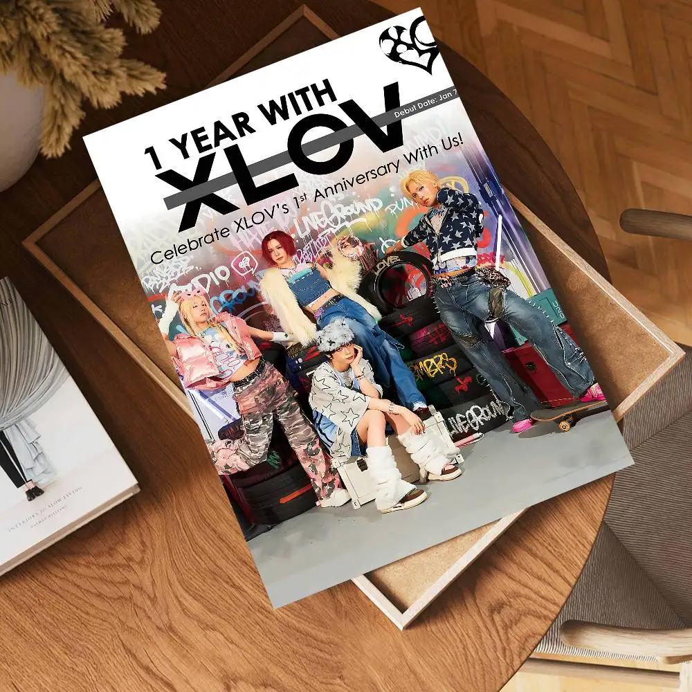 1pc Popular K-pop Group X-XLov Movie Sticky Posters Retro Kraft Paper Sticker DIY Room Bar Cafe Aesthetic Art Wall Painting