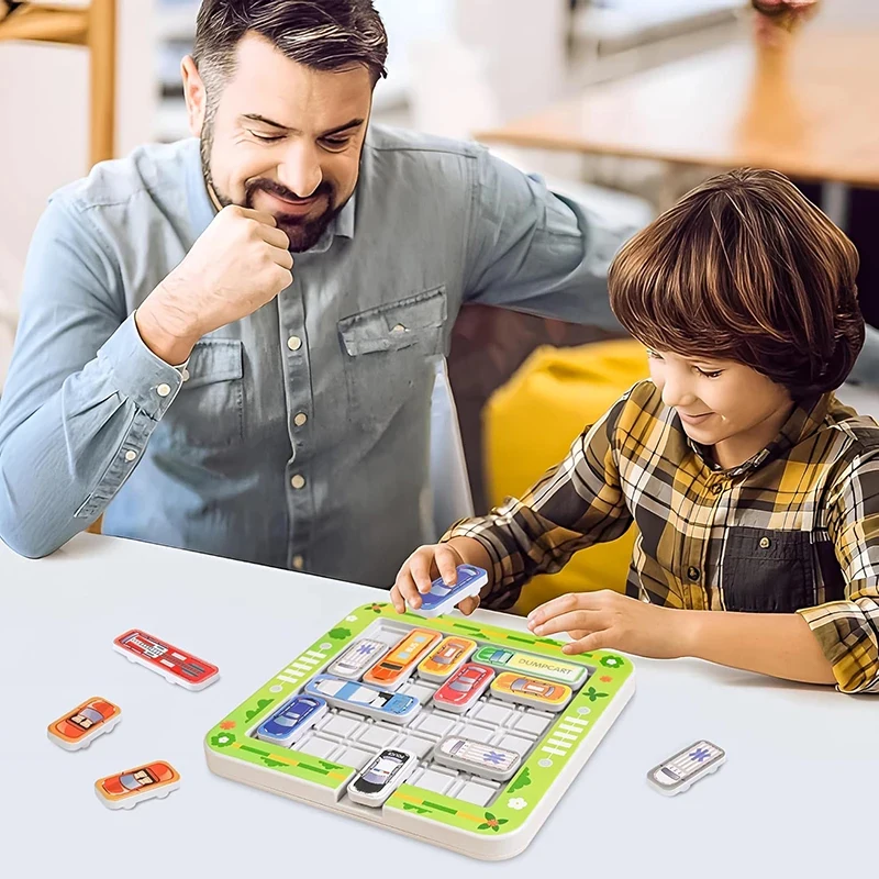 Children's educational puzzle games toys for logical thinking and concentration parking lot with moving vehicles and maze