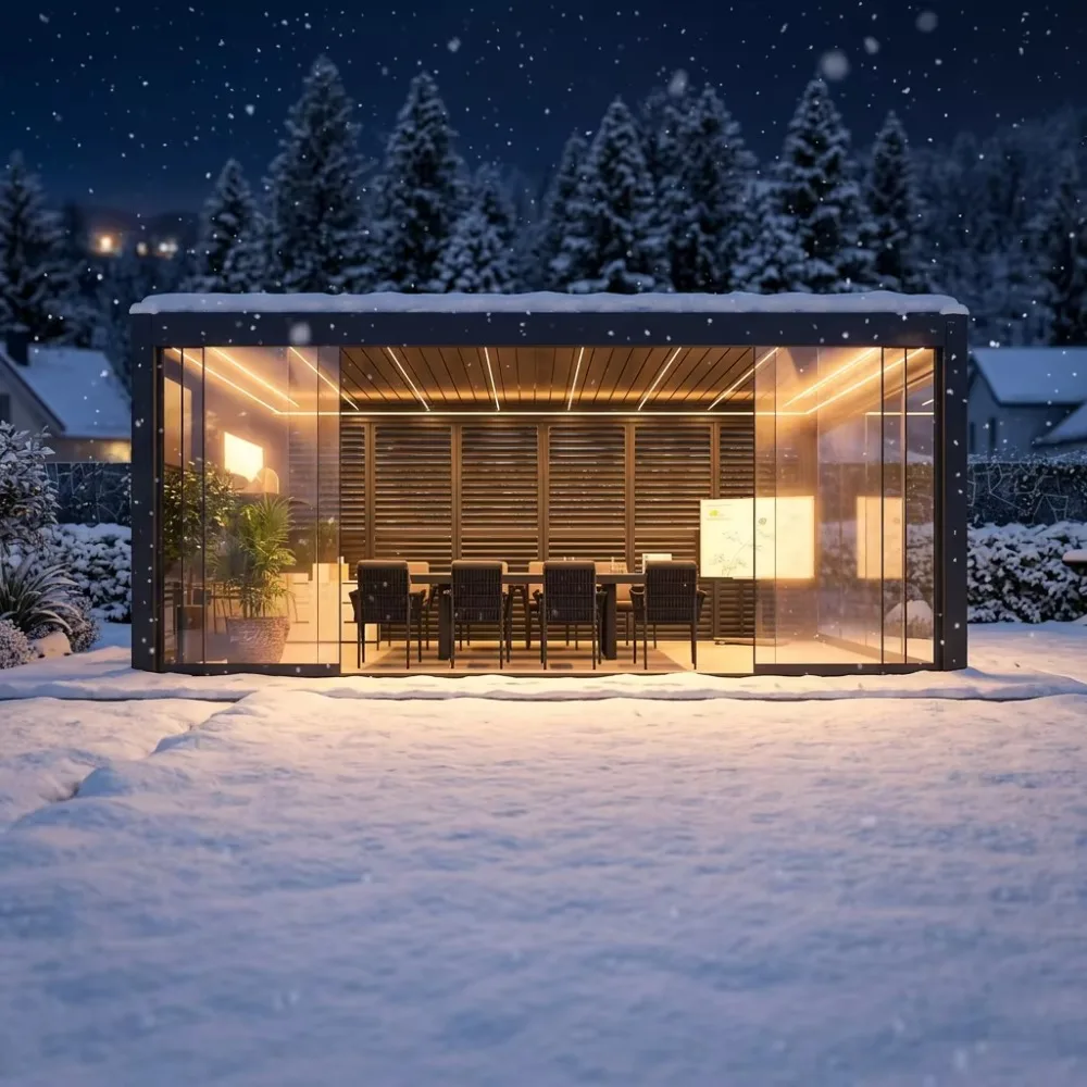 3x3m Alloy Electric Outdoor Pergola for Winter Use, Waterproof Windproof Custom OEM Shade for Backyard Garden Living Area