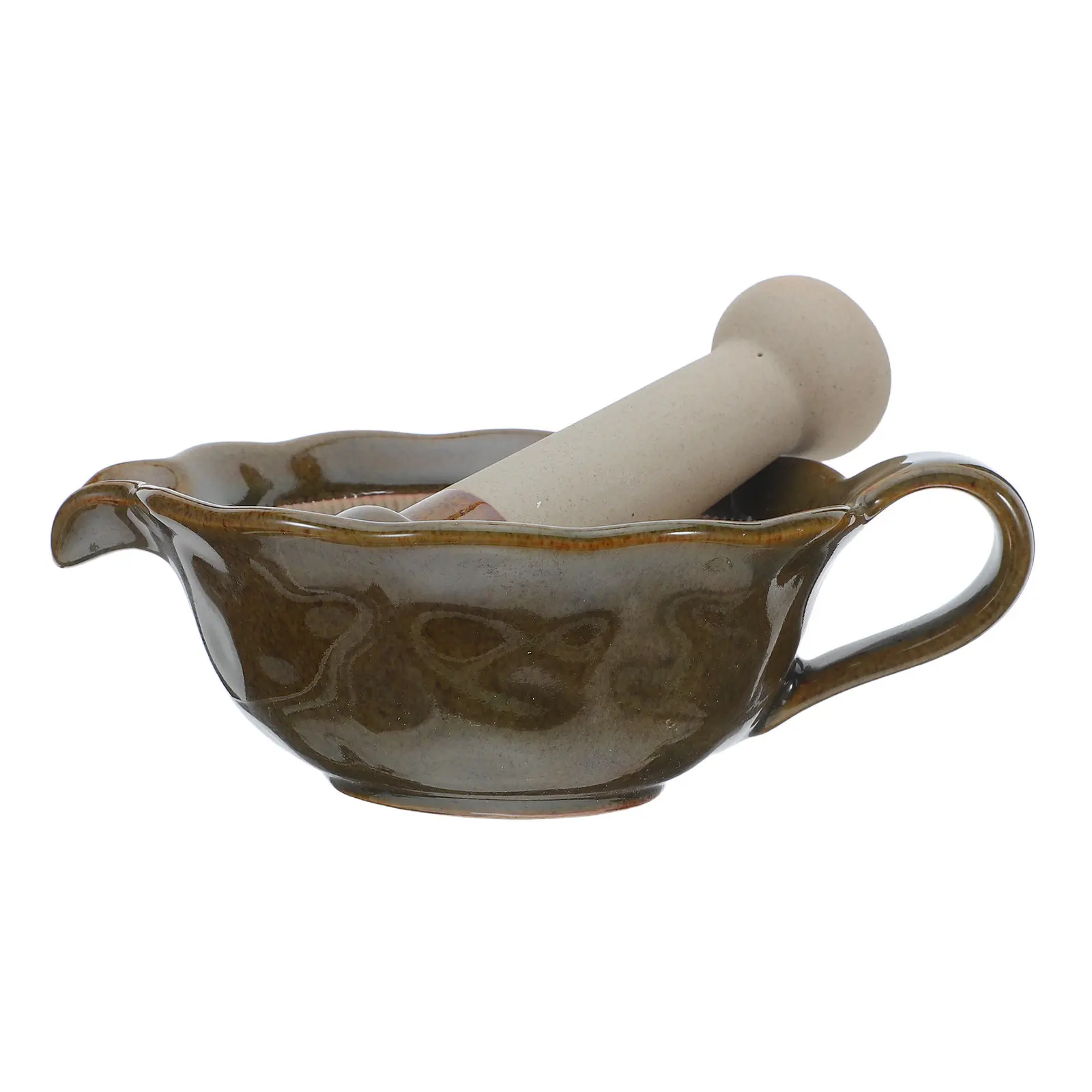 

1Set Compact Ceramic Grinding Bowl Mortar Pestle Set Manual Garlic Spice Grinder Bowl Fruit Mashing Kitchen Tool