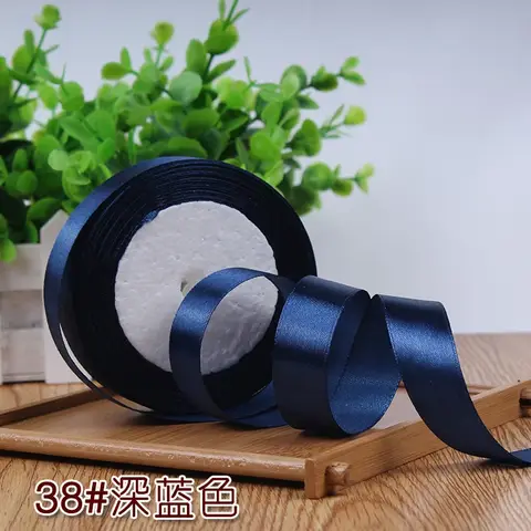 6/10/15/20/25/40/50mm Mörkblå Marinblå Satinband Jul Halloween Födelsedagsfest Bröllopsdekoration Presentförpackningsband 10 best sales marinblått band - №2