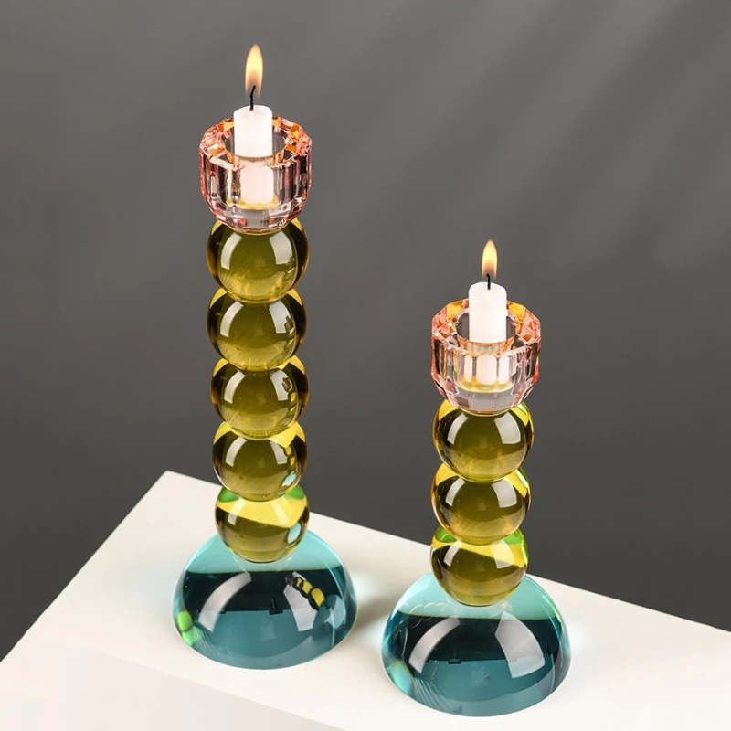 Crystal Candle Holder Luxury Decorative Candlesticks Party Birthday Colored Candle Holders Living Room Decoration Accessories
