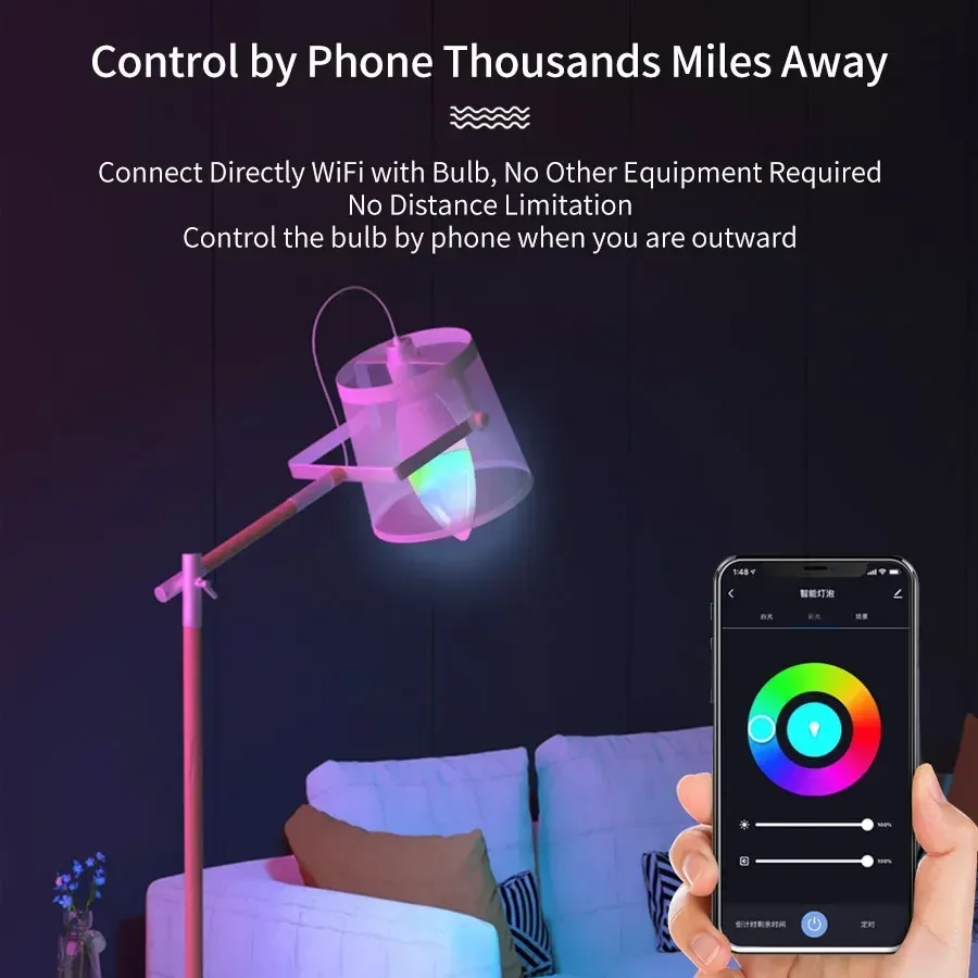 Tuya Smart WiFi LED Bulb E14 220V 5W 7W 9W Dimmable RGB Light Support APP Alexa Google Assistant Home Voice Control Convenient