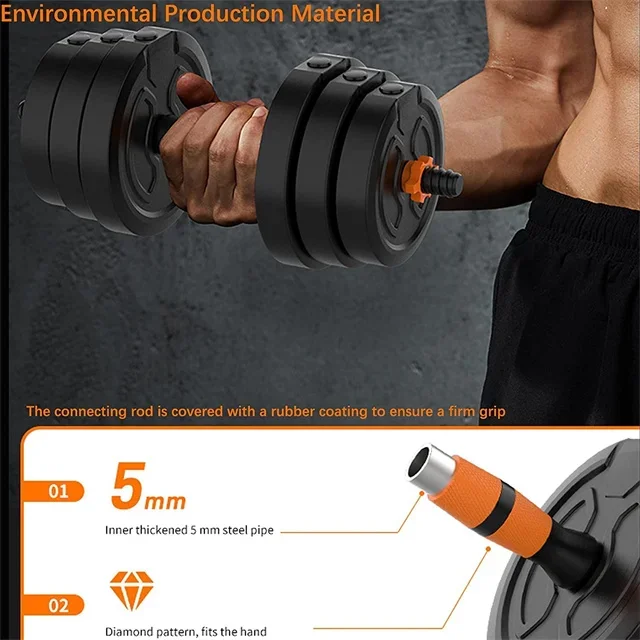 Adjustable Dumbbells Set Barbell Weight with Connecting Rod Free Weights Solid Steel Barbells set Home Gym Workout Equipment