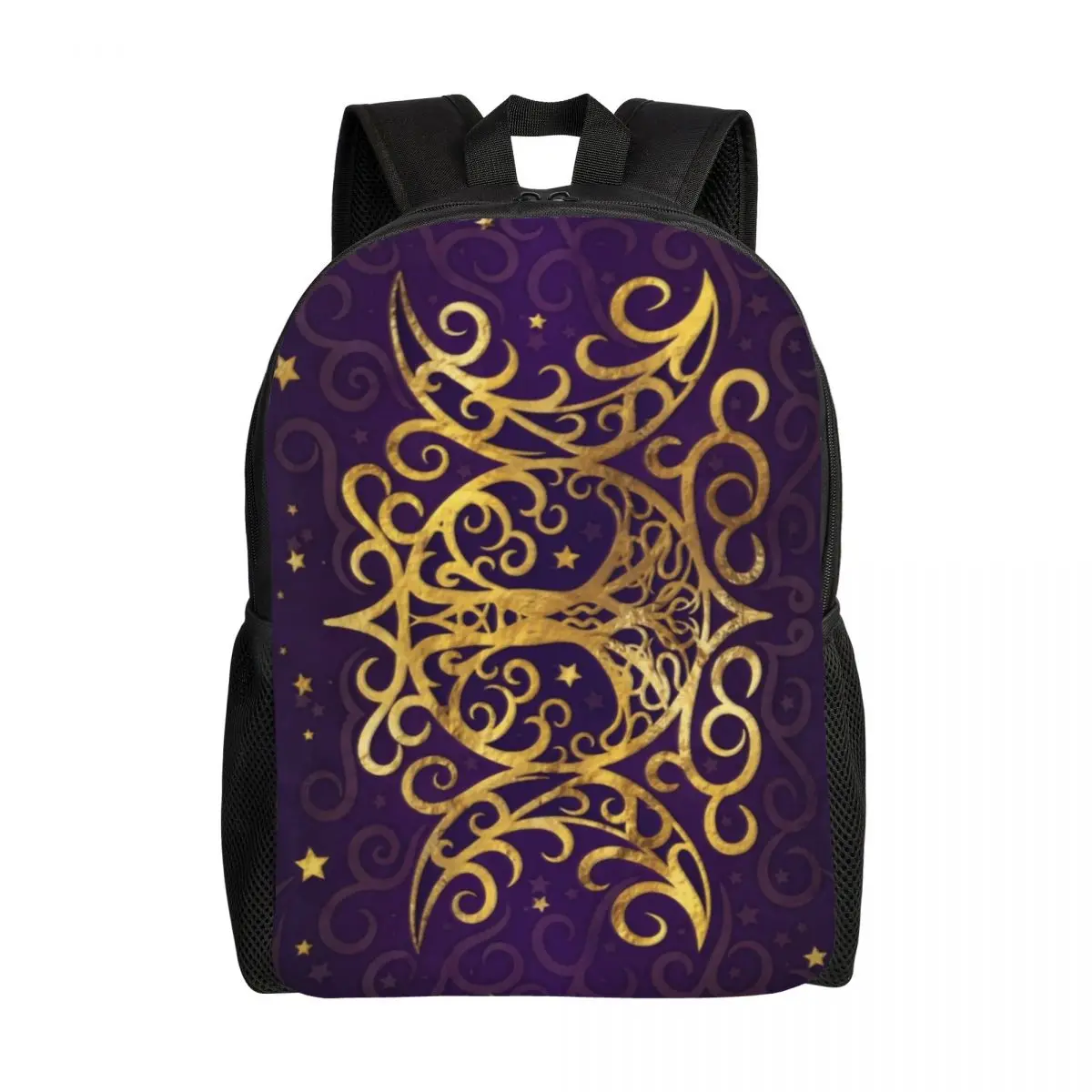 Customized Triple Moon Goddess Travel Backpack School Laptop Bookbag Goth Pentagram Witchcraft College Student Daypack Bags