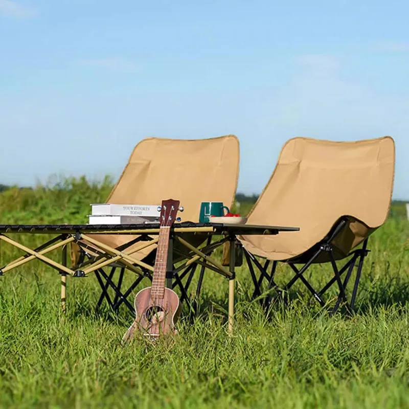 For Moon Back Support Folding Chair Portable Hiking Camping Fishing Folding Chair Sea Beach Reclining Sillas Plegables Furniture