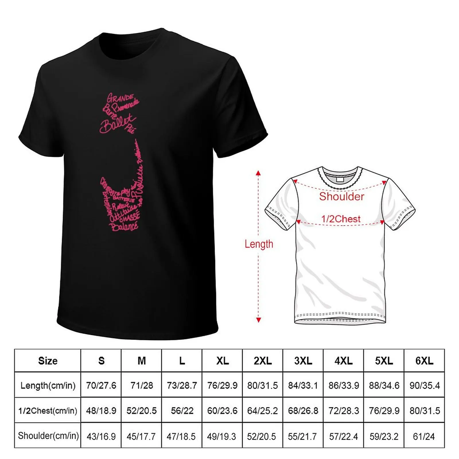 Pink Ballet Pointe Shoe Silhouette Filled Term Words T-Shirt Lightweight Gym Training T-Shirt