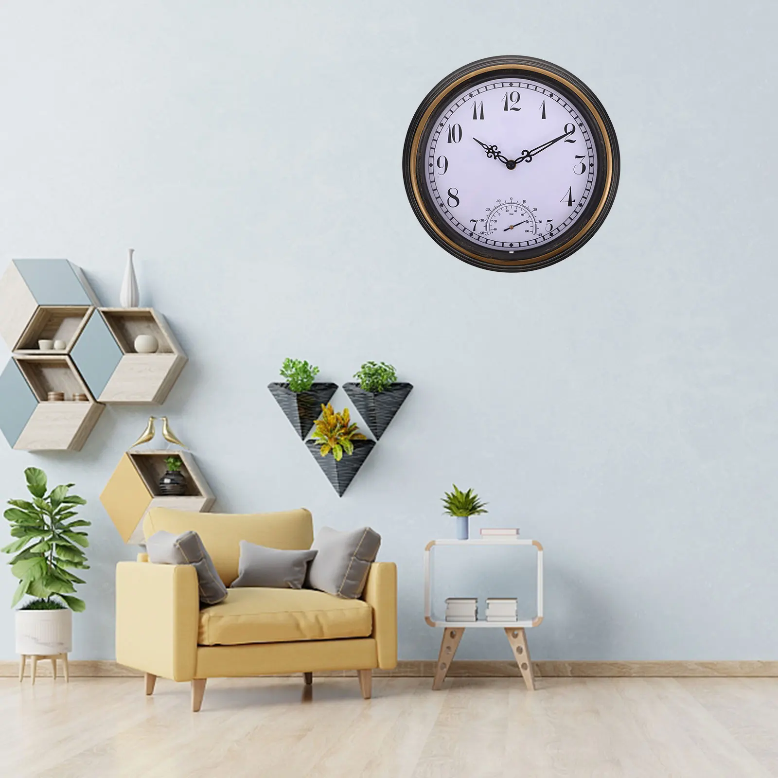 

Водонепроницаемые настенные часы-термометр, декоративные подвесные часы для гостиной, офиса, винтажный пластик, долговечный, для использования в помещении и на открытом воздухе