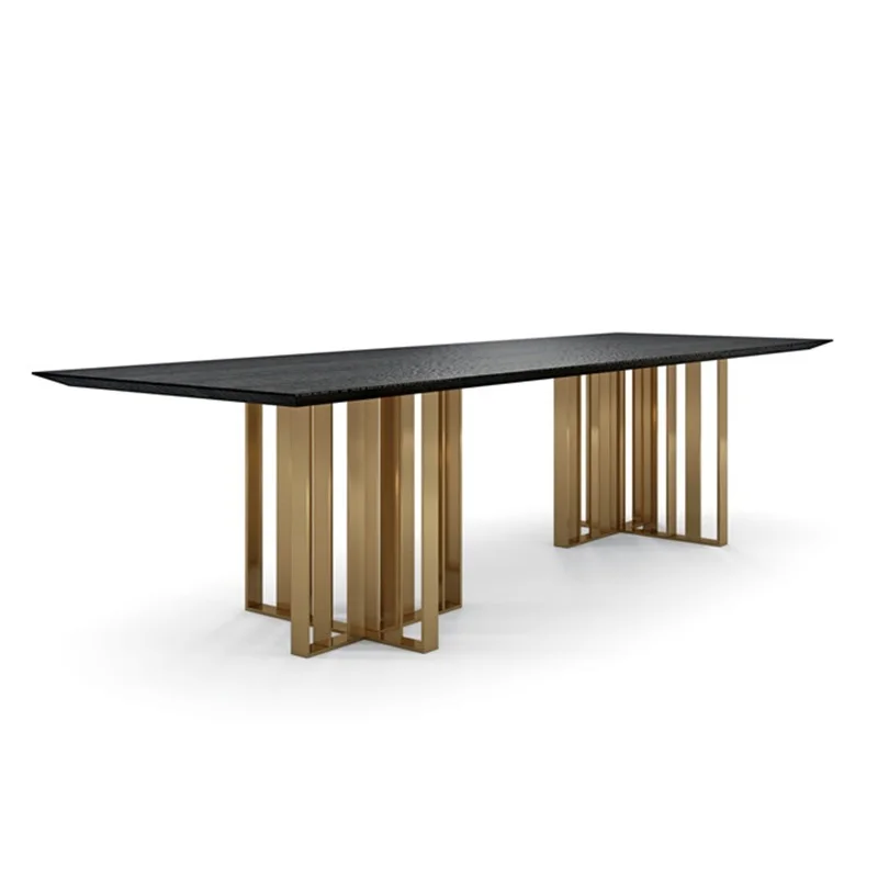

gf-Modern Minimalism Furniture Marble Top Gold Metal Leg Dining Table#