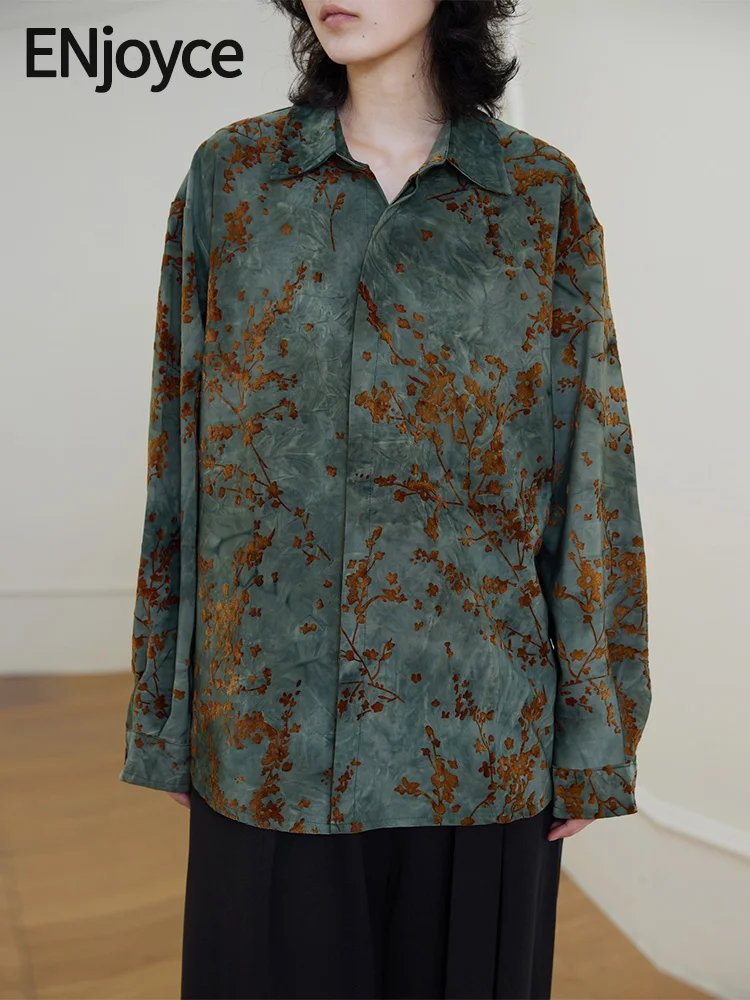 

Women Vintage Fleece Floral Thickened Shirts Y2K Streetwear Korean Fashion Loose Blouses Long Sleeve Top Spring Autumn