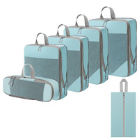 skyblue Packing Cubes 6 SETS Compression Cube  Excellent Quality Travel Essential Durable Luggage Organizer Breathable Mesh
