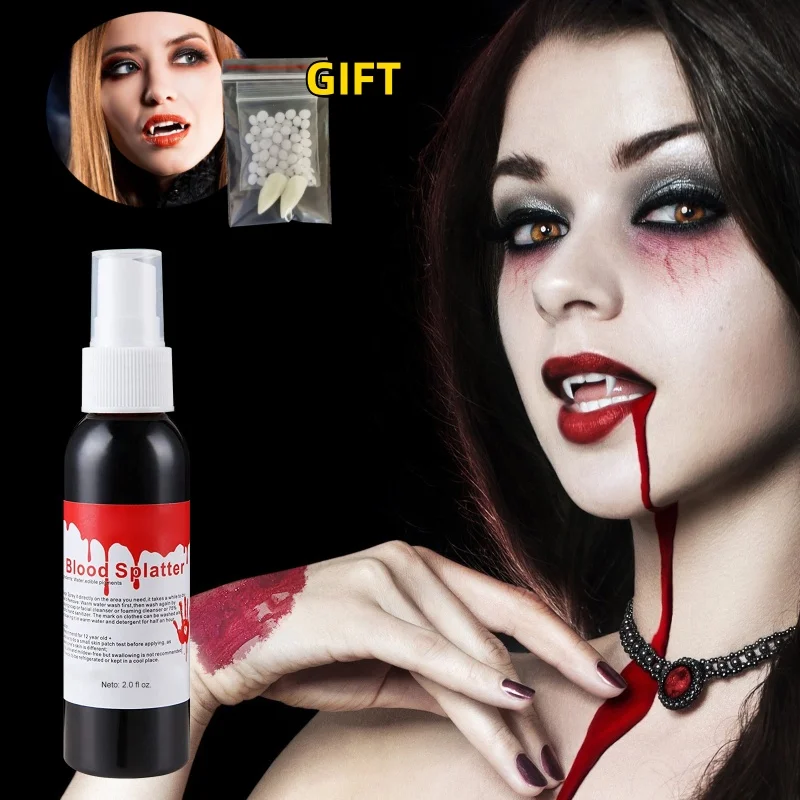 

Halloween Plasma Spray Create Realistic Blood Effects Horror Fake Blood Spray Halloween Cosplay Makeup Washable Eye Blood Drops