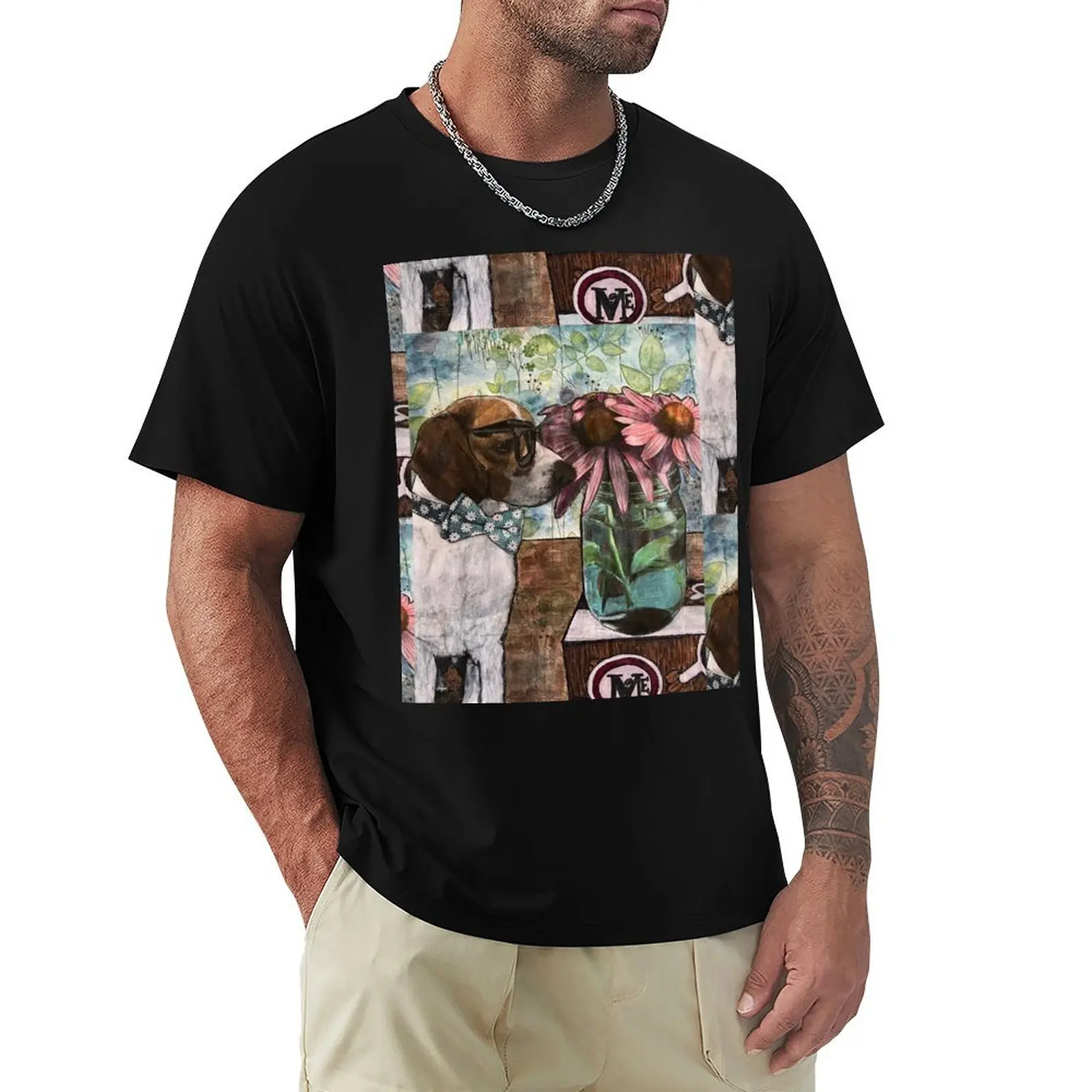 Beagle botanical love T-Shirt Lightweight Basic Short Sleeve Shirt