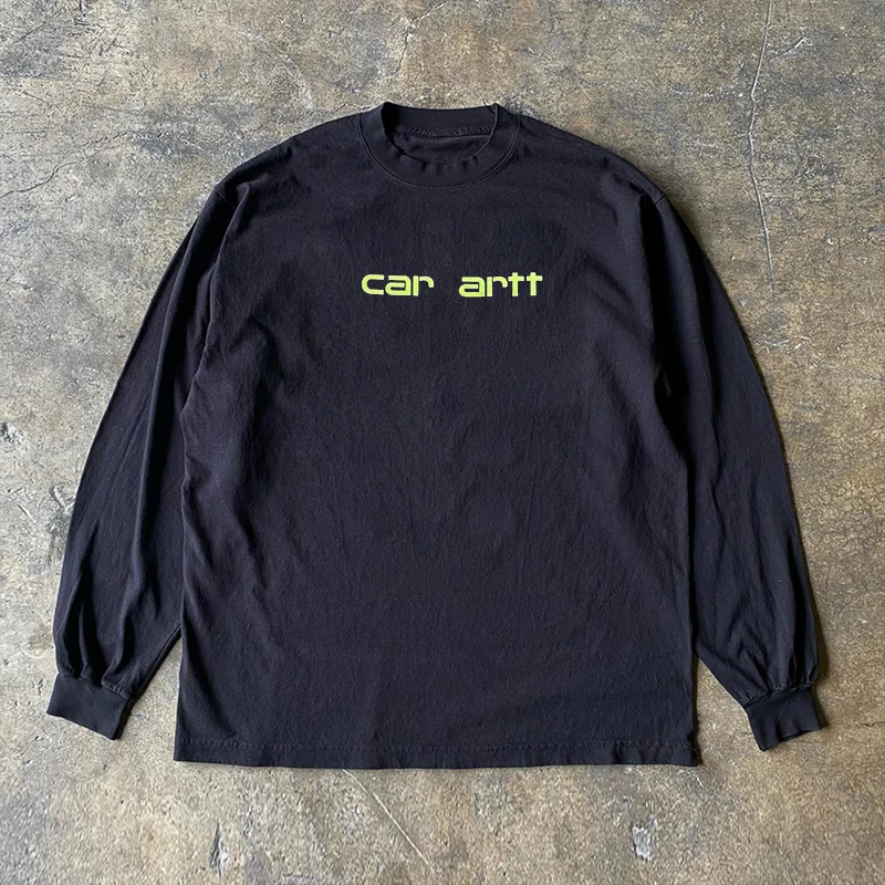 Pure Cotton Long Sleeve T-Shirt Thin Design Letter Print Inner Wear for Students Spring Autumn Heavyweight 300g XiaoChen Story