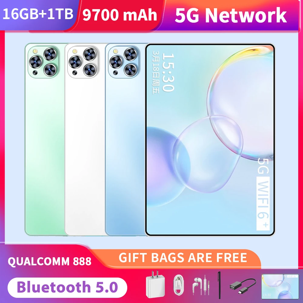 2024 New 5G 11.6 inch Global Version Android Tablet 16GB+1TB Android 13.0 10500mAh Dual SIM 10 Core Bluetooth tablet PC Network