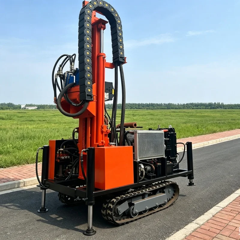 Customized Water Well Drilling Rig with Rubber‑tracked Chassis, Deep‑well Construction Equipment for Field Water Well Projects