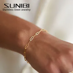 SUNIBI Not Dark Stainless Steel Bracelet for Women Minimalist Chain Bracelet Women Stainless Steel Jewelry
