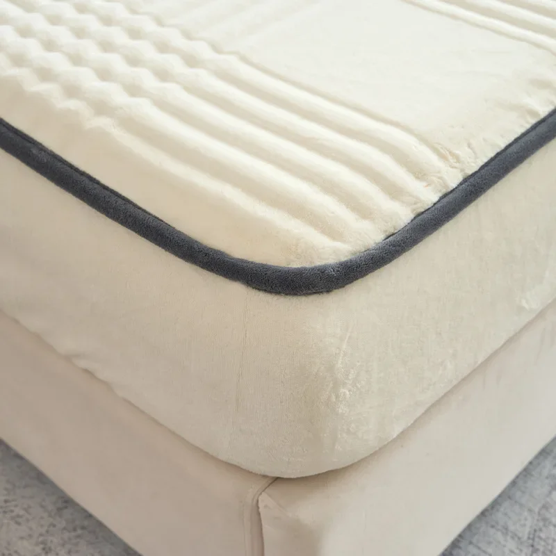 

2024 new high gram weight Class A thickened 360g light luxury high-end cloud rabbit velvet milk velvet single fitted sheet