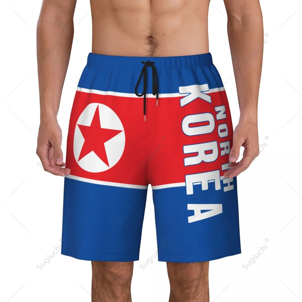 Men's North Korea Flag Beach Pants Board Shorts Surfing Boys Soccer Cycling Swimwear Running Polyester