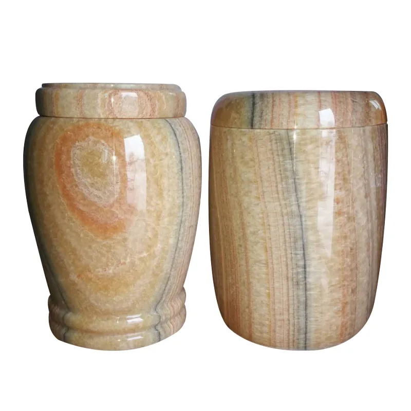 Natural Marble Adult Cremation Urn Stone Memorial Container For Funeral Use