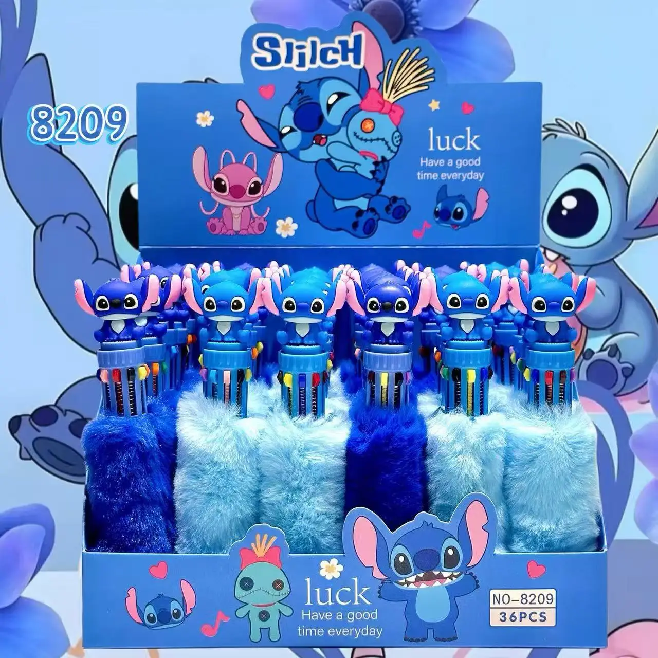 

6/36 шт., плюшевая шариковая ручка Disney Stitch, десять цветов, студенческая ручка для письма, подарок, оптовая продажа