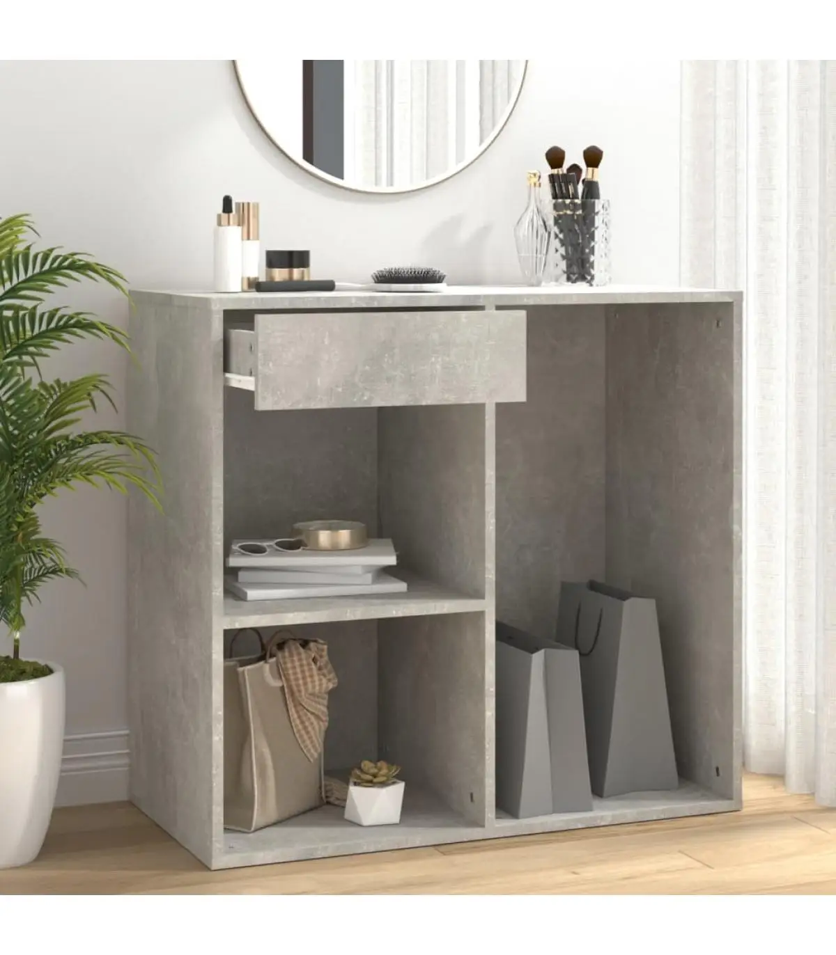 80x40x75cm wood gray concrete makeup cabinet storage lockers and cabinets