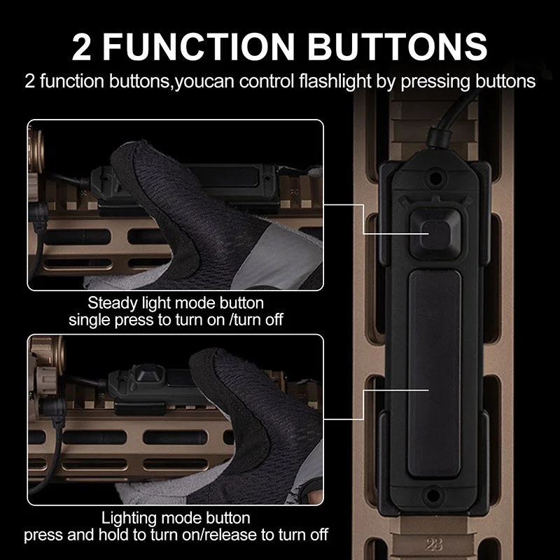 Tactical Dual Function Wire Switch PRO Compatible with Picatinny Rail Three Types of Replaceable Plug for Laser Flashlight