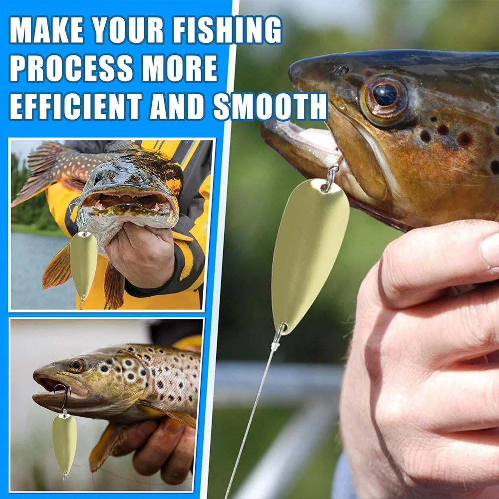 5Pcs Fishing Spoons Metal Fishing Lures Gold Jigging Casting Lure Trolling Spoon with Treble Hooks for Bass Salmon Trout Walleye view 6