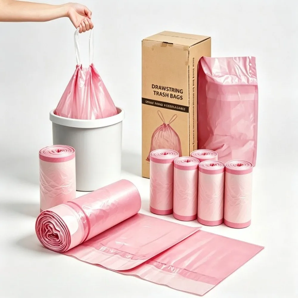 4 Rolls / 200PCS 4-5 Gallon Drawstring Trash Bags Thick Tear-Resistant Leak-Resistant Small Garbage Bags for Kitchen Bathroom Bedroom Office Dorm And Travel